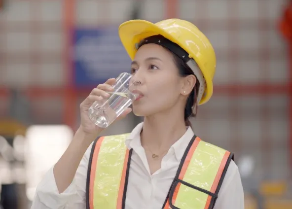 Dispensador de agua en bodega logística para mejorar la hidratación del personal