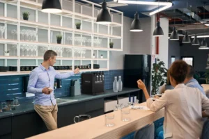 Equipo de la línea Purezza en restaurante
